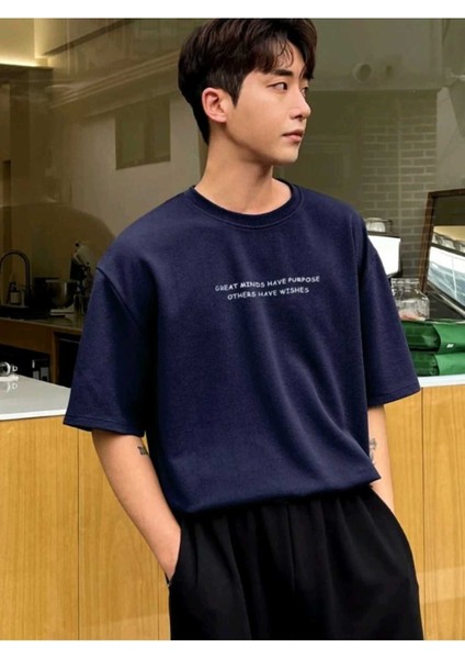 Erkek Great Mınds Have Purpose Basklı T-Shirt Yeni Sezon Oversize Salaş (1004) modelleri