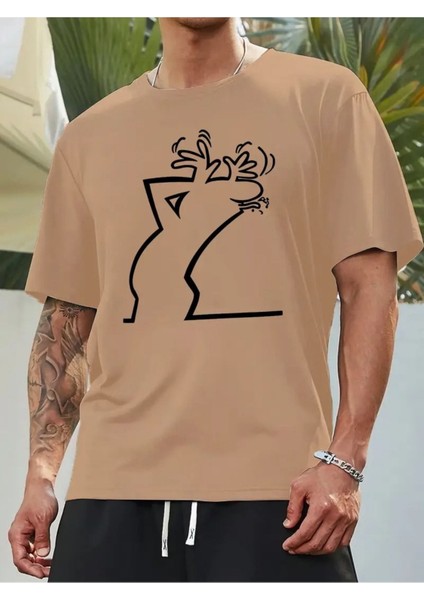 Ünisex Bay Meraklı Basklı T-Shirt Yeni Sezon Oversize Salaş