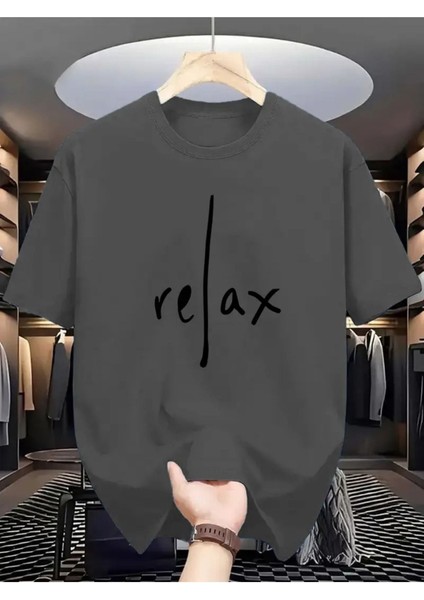 Erkek Relax Basklı T-Shirt Yeni Sezon Oversize Salaş