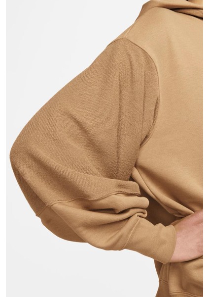 Sportswear Everyday Modern Fleece Oversize Hoodie Kadın Geniş Kalıp Kapüşonlu Sweatshirt Koyu Bej fırsatları