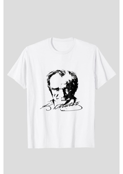 Çocuk Atatürk / Bayrak Baskılı Kısa Kollu Siyah Beyaz Kırmızı T-Shirt