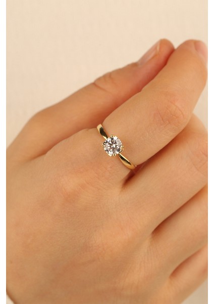 Sevgililer Günü Tektaş Altın Yüzük( Işıklı Kutu Hediyeli ) CGKYZK0331