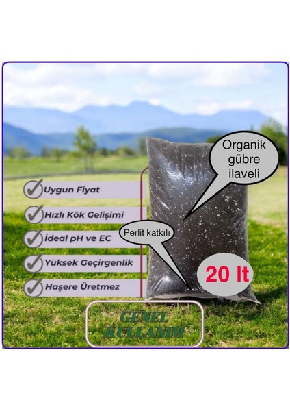 20 Litre Özel Karışımlı Perlit ve Organik Gübre İç ve Dış Mekan Bitki Yetiştirme Toprağı
