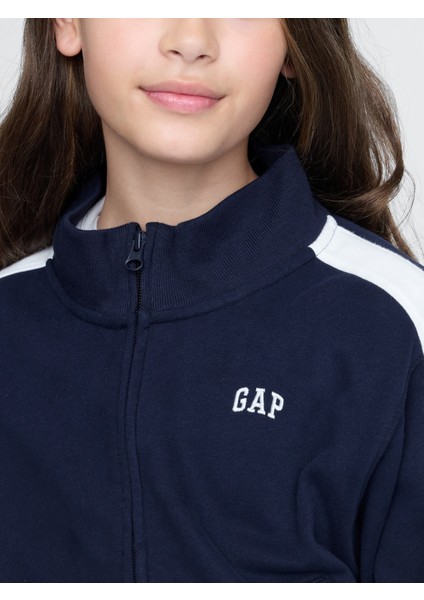 Kız Çocuk Lacivert Gap Logo Vintage Soft Fransız Havlu Kumaş Fermuarlı Ceket