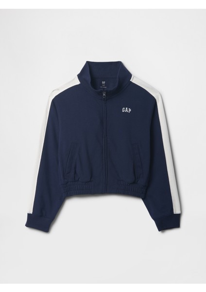 Kız Çocuk Lacivert Gap Logo Vintage Soft Fransız Havlu Kumaş Fermuarlı Ceket