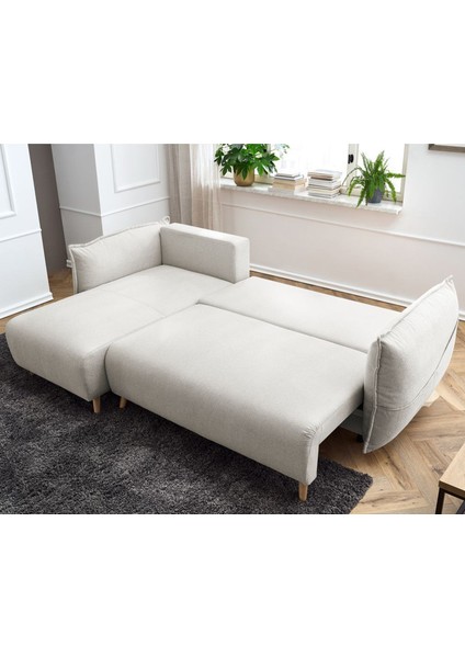 Puffy Sandıklı Köşe Koltuk Krem Sol Köşe