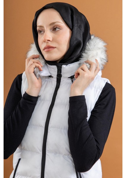 1804 Kadın Dolgu Yelek Ekru