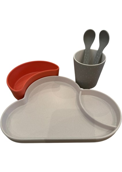 Bambu Trixie Bardak ve Kaşık Raccoon / Tum Tum Bambu Bölmeli Tabak ve Kase Seti