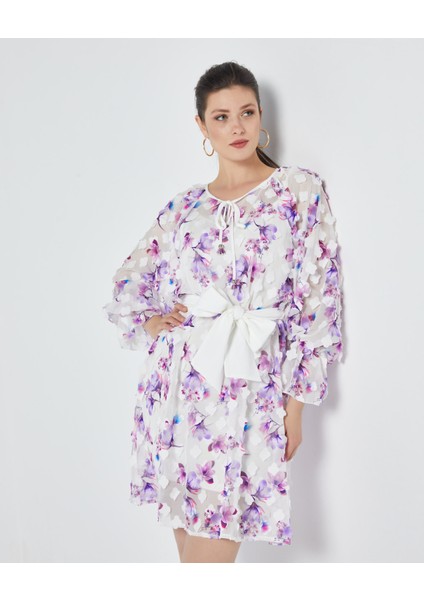 Kadın Çiçek Desenli Tunik - Kemer Detaylı - Modern ve Şık Tasarım - Günlük ve Özel Gün Için Tunik