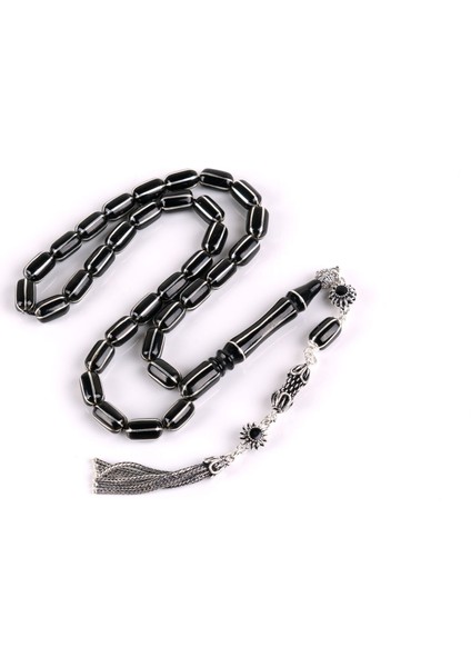 Erzurum Oltu 925 Ayar Gümüş Püskül Karpuz Dilim Kapsül Kesim 6X12 Mm Tesbih - Yusuf Akansel Usta El Işi