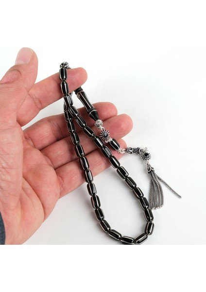 Erzurum Oltu 925 Ayar Gümüş Püskül Karpuz Dilim Kapsül Kesim 6X12 Mm Tesbih - Yusuf Akansel Usta El Işi