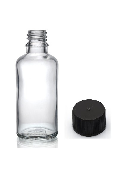 30 ml Şeffaf Şişe Düz Kapaklı, 12 Adet, Cam Şişe, Kozmetik Şişesi