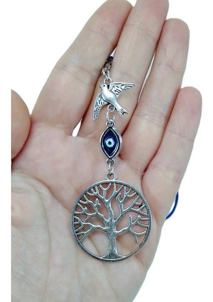 Dikiz Ayna Süsü, Metal Larcıvet Nazar Boncuğu Kuş Hayat Ağacı Yeni Araba Hediyesi