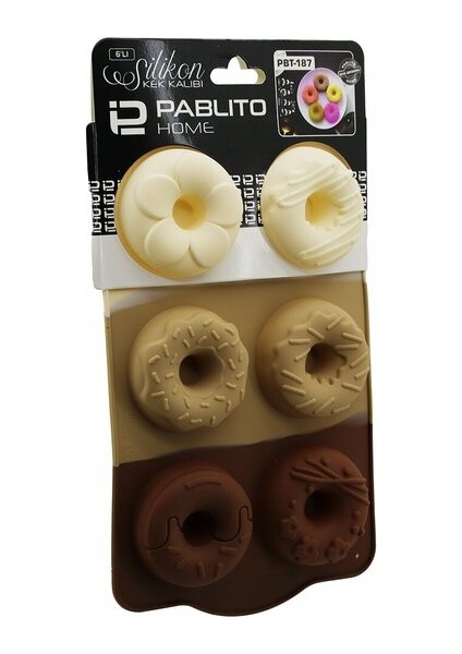 6lı Klasik Donut Kek Şekilli Orta Boy Fırınlanabilir Yanmaz Silikon Kek Kalıbı
