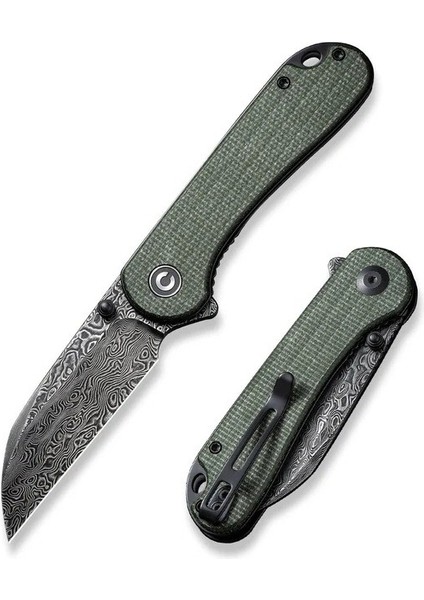 Elementum Flipper & Thumb Stud Knife Green Micarta Handle Damascus Çakı fiyatları