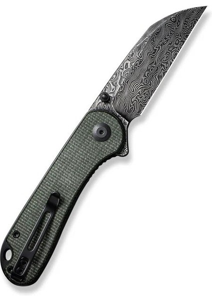 Elementum Flipper & Thumb Stud Knife Green Micarta Handle Damascus Çakı modelleri