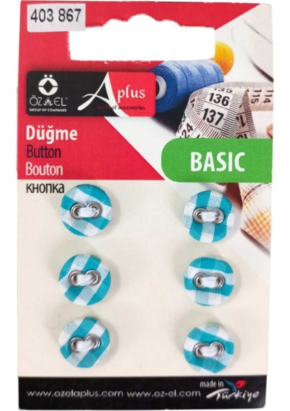 6 Adet Mavi Ekose Desenli Pitikare Bebek Düğme, Çocuk Düğme, Gömlek Kazak Yelek Düğmesi 403 867