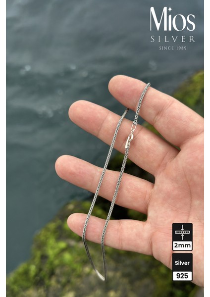 2 mm Tilki Kuyruğu Zincir 925 Ayar Gümüş Kolye