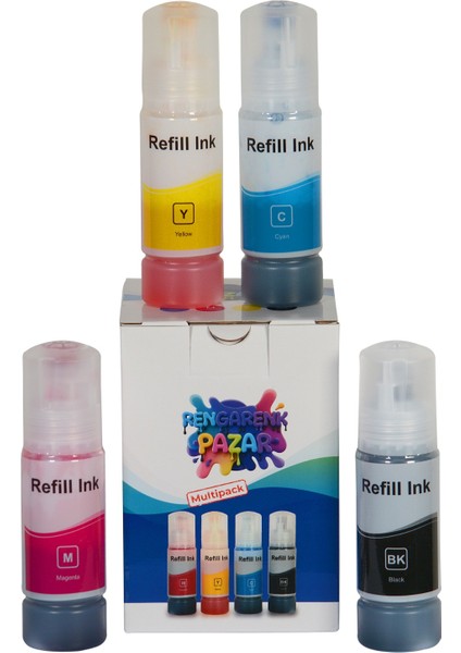 103 Mürekkep Epson L3110/L3111/L3150/L3151/L4150/L6190/L6160/L4160 KUTULU (Muadil) 4 Renk (Siyah Kırmızı Mavi Sarı
