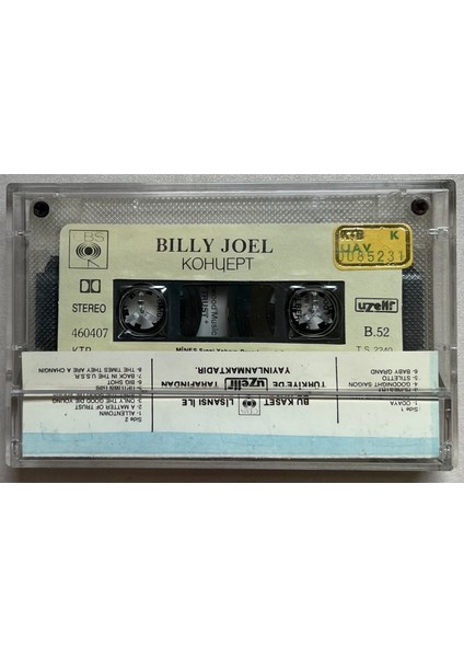 Billy Joel – Kohuept (Orijinal Dönem Uzelli Kağıt Baskı Kaset) fiyatları
