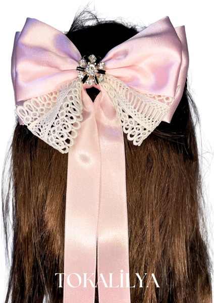 Kadın Saten Dantelli Fiyonk Toka