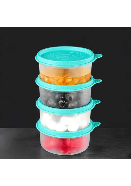 4'lü Yuvarlak Gıda Saklama Kabı Seti - Organizer Düzenleyici Erzak Kabı 4X250ML Yeşil