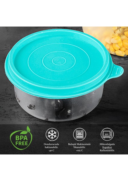 4'lü Yuvarlak Gıda Saklama Kabı Seti - Organizer Düzenleyici Erzak Kabı 4X250ML Yeşil
