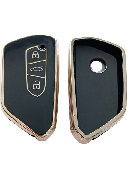 Volkswagen Golf 8 Seat Cupra Skoda Octavia Uyumlu Kumanda Anahtar Kılıfı Oto Anahtarlık Siyah Gold fiyatları