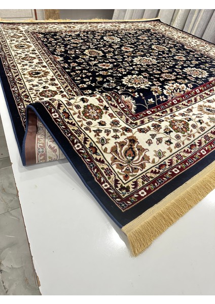 Etnik Desen Ipek Halı Lacivert Serpme Desen Halı modelleri