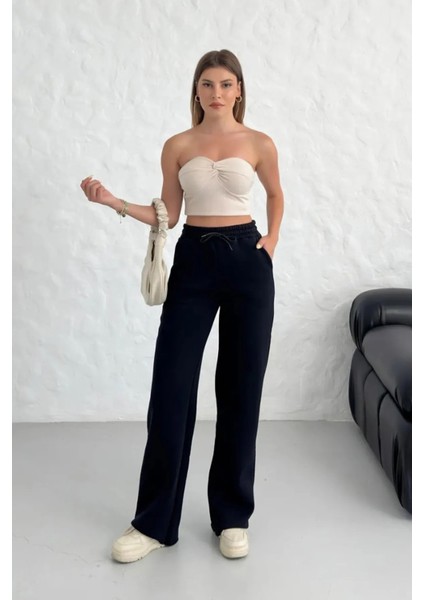 Kadın 3 Iplik Içi Şardonlu Kalın Kışlık Bol Paça Palazzo Eşofman Altı fiyatları