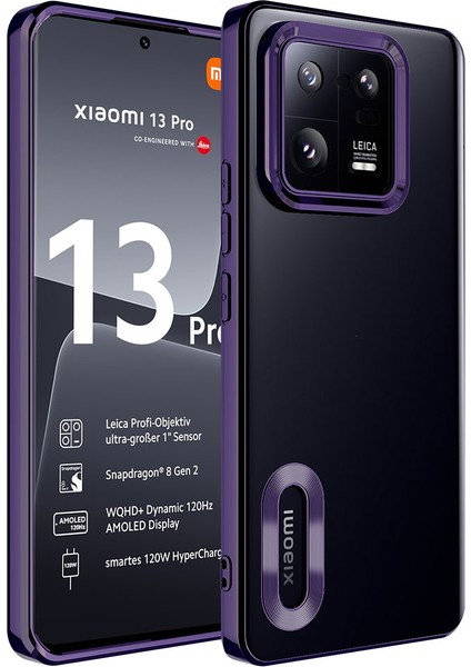 Xiaomi Mi 13 Pro Kılıf Kamera Korumalı Logo Gösteren Zore Omega Kapak-Derin Mor