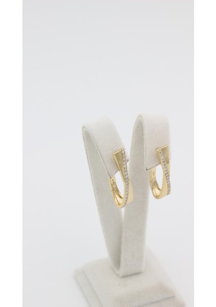 Xupıng Jewelry 14 Ayar Altın Kaplama, Çarpı Model Zirkon Taşlı Küpe modelleri