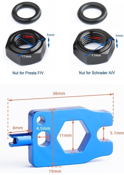 TOL177B Stili Deemount Çok Işlevli Bisiklet Schrader Presta Servis Aracı Tubeless Valf Tamir Takımı Opsiyonel Fv Av Altıgen Somun O-Ring (Yurt Dışından) indirimleri