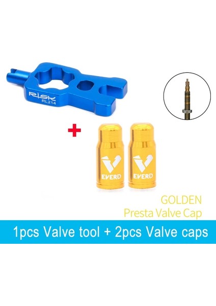 Yunjin Shop 1 Araç 2 Kapak Altın Stili 2 Presta Valf Kapaklı Rısk Bisiklet Valfi Çekirdek Anahtarı Set Yol Bisikleti Valf Kurulumu Kaldırma Taşınabilir Onarım Aracı (Yurt Dışından)