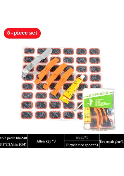 5 Parçalı Set Stili Bisiklet Bisiklet Lastik Tamir Takımı Alet Seti Kiti Yama Kauçuk Taşınabilir Dağ Bisikleti Sürme Anahtarı Çıkarma Gözetleme Kaldırma Iç Düzeltme (Yurt Dışından) indirimleri