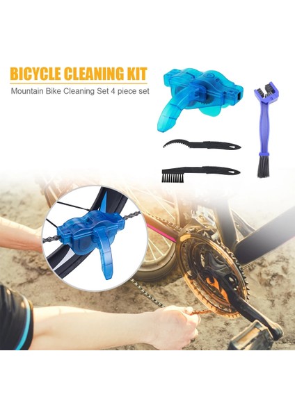 Bir Stil Yazın 4 Adet Mtb Dağ Bisikleti Bisiklet Zinciri Temiz Fırça Dişli Grunge Fırça Makinesi Temizleme Scrubber Aracı Yol Bisikleti Bisiklet Temizleme Kiti (Yurt Dışından)