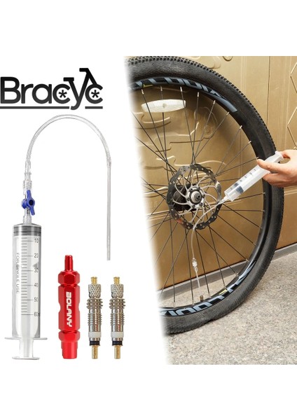 Yükseltme Stili 60ML Bisiklet Tubeless Lastik Sıvı Enjeksiyon Aracı Lastik Tubeless Mastik Enjektör Şırınga Kauçuk Hortum Kiti Mtb Bisiklet Tamir Aracı (Yurt Dışından)