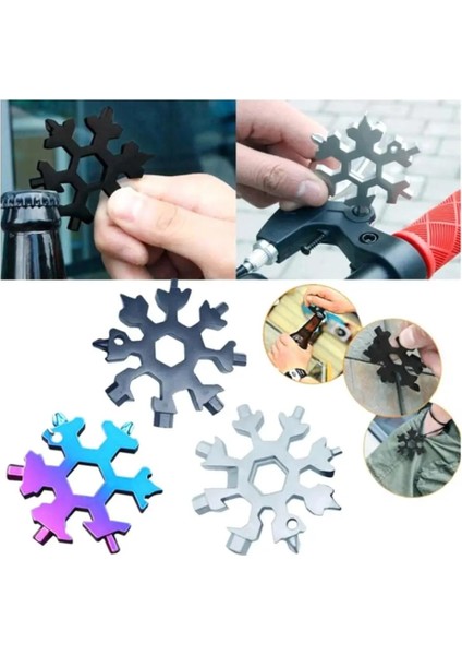 Altın Tarzı Taşınabilir 18 1 Mowflake Çok Cep Aracı Anahtarı Altıgen Anahtarı Çok Amaçlı Kamp Survive Açık Yürüyüş Anahtarlık Anahtarlık (Yurt Dışından)