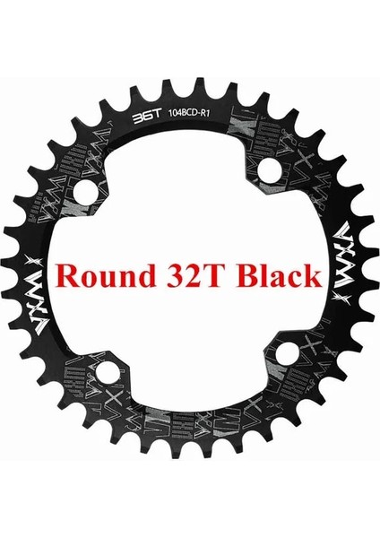 Yunjin Shop Yuvarlak 32T Siyah Stil Vxm Bisiklet 104BCD Krank Oval Yuvarlak Dar Geniş Zincirli Tekerlek Mtb Bisiklet Aynakol Dişlisi (Yurt Dışından)
