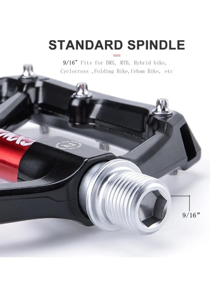 Yunjin Shop Siyah Titanyum Tarzı Mtb Pedallar Bisiklet Alüminyum Pedal Dağ Kentsel Bmx Yol Parçaları Mühürlü Rulman Düz Platform Çok Yönlü Pedallar Bisiklet Aksesuarları (Yurt Dışından)