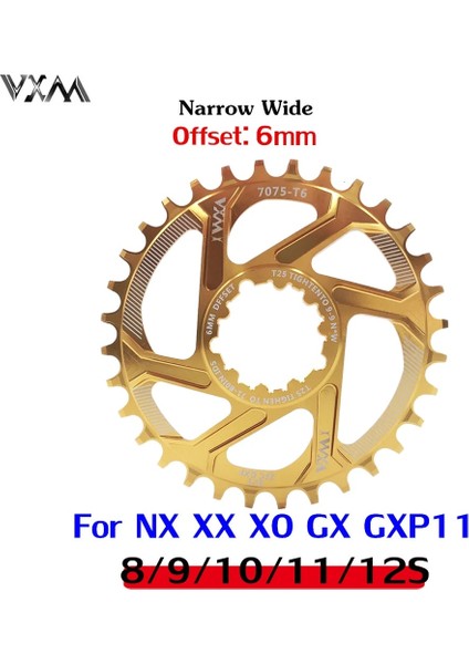 Yunjin Shop 6mm Altın Tarzı 32T Vxm Dağ Bisikleti Gxp Aynakol Mtb Bisiklet Zincir Halkası Dar Geniş Aynakol Fit Gxp Xx1 X9 Xo X01OFSET (Yurt Dışından)
