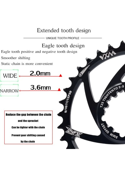 Ofset 6mm Siyah Stil 36T Vxm Bisiklet Aynakol Dar Geniş Mtb Aynakol Gxp Xx1 X9 Xo X01 C mm Aynakol Bisiklet Parçaları (Yurt Dışından)