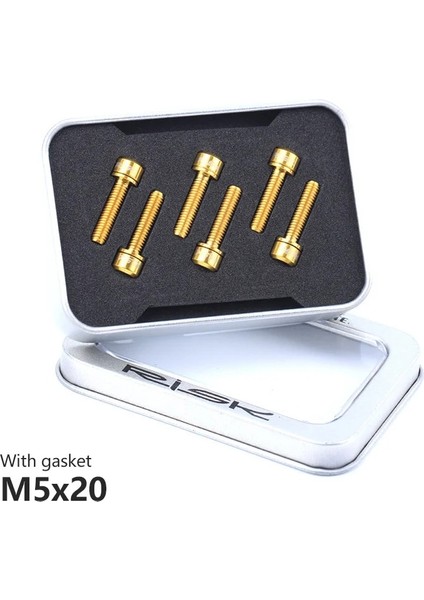 M5X20 Altın Yıkayıcı Stili Rısk Titanyum Gövde Vidaları Yıkayıcılı Cıvata Bisiklet Bisiklet Mtb Direksiyon Mili Gidon Ultra Hafif Mil Vidaları (Yurt Dışından)