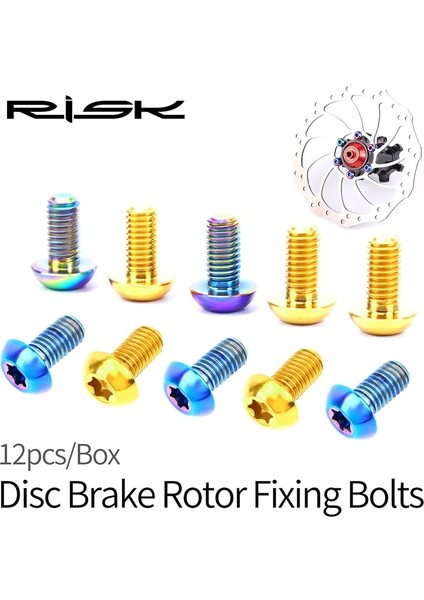 Altın 12 Adet Tarzı Rısk Mtb Bisiklet Disk Fren Rotor Cıvatası Yol Bisikleti T25 Tc4 Titanyum Torx Rotor Sabitleme Fren Vidası Ultralight (Yurt Dışından)