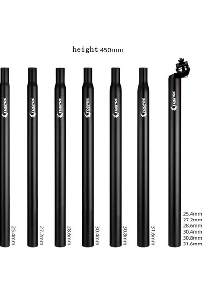 Yunjin Shop A-Siyah 31.6-450 Stili Mtb Seatpost Alüminyum Alaşımlı Koltuk Tüpü Uzun Sabit Dişli Koltuk Direği Uzatma Bisiklet Parçaları Aceessories (Yurt Dışından)