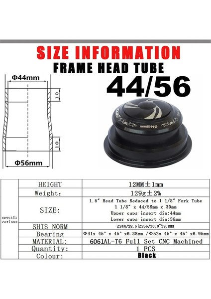 Yunjin Shop 44 56MM Siyah Stil Bisiklet Dağ Bisiklet Dh Fr Dişsiz Bisiklet Kulaklık 2 Rulman 44X Xmm Pedler Aksesuarlar (Yurt Dışından)