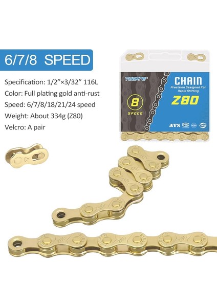 6 7 8 S Altın Stili Toopre Bicycle Chaeed Ultralight 116LINKS Silvergold Mtb Zincirleri Mountainroad Bike Missinglink Için (Yurt Dışından)