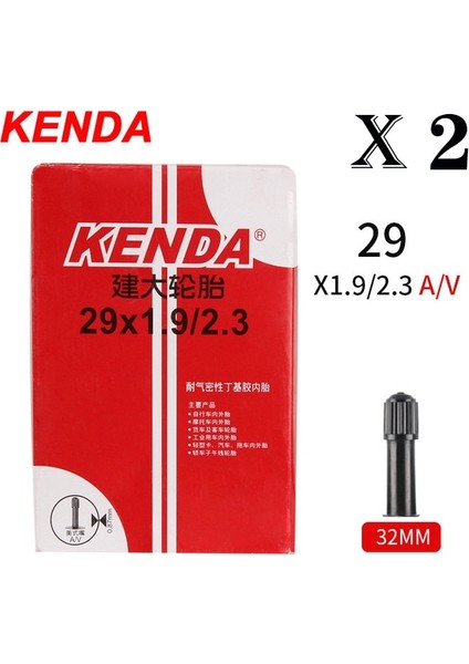 29X1.9-2.3-AV Stili 2 Adet Kenda Bisiklet Iç Tüp .c Mtb Yol Bisikleti Lastiği Butil Kauçuk Bisiklet Tüpü Lastiği .c Presta Schrader (Yurt Dışından)