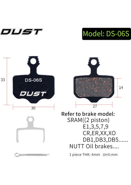 1 Çift-2 Parça Ds-06 Stili Rısk Bisiklet Disk Fren Balatası F Dağ Bisikleti Hidrolik Disk Fren Balatası Avid Bb5 Bb7 E1E3 Için Yarı Metalik Bisiklet Fren Balatası (Yurt Dışından)