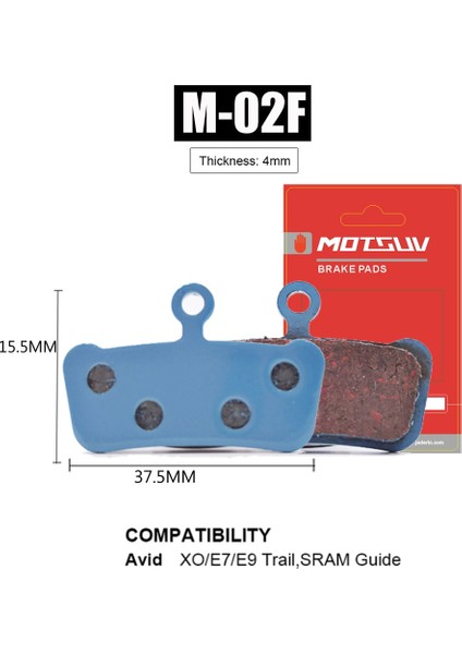 M-02F Stili Motsuv 4 Pairs Bisiklet Anti-Frost Bakır Fiber Tel Disk Fren Balataları Avid Elixir Rcrcr-Mage Sram X0 Xx Db (Yurt Dışından)